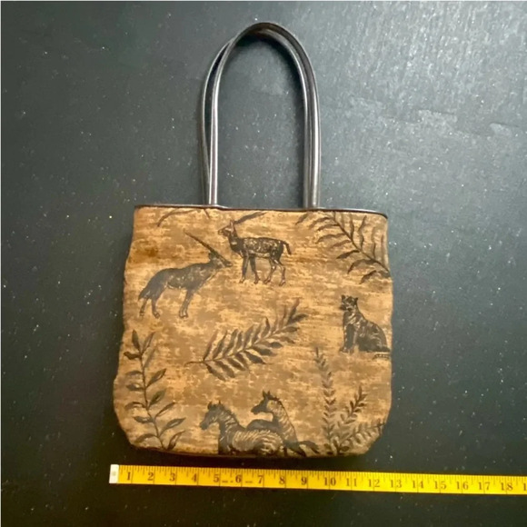 Bueno Large Brown Tapestry Zebra Animal Scene Bucket Shoulder Handbag Tote - Picture 3 of 11